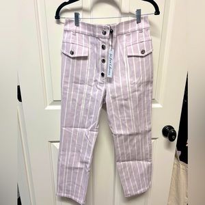 For Love and Lemons Candy Striped High Rise Straight Leg Pants Lilac Purple sz M